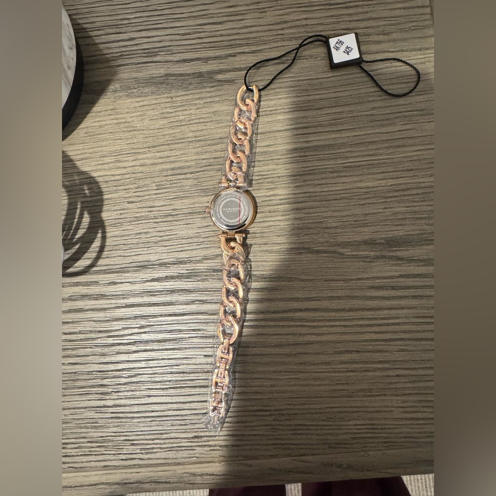 NWT Akribos XXIV Women's AK756SS "Brillianaire" Crystal-Accented ROSE GOLD - Picture 7 of 7